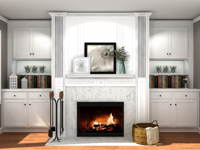 Rendering-Fireplace Surround and Built-ins decor design interior design render rendering residential