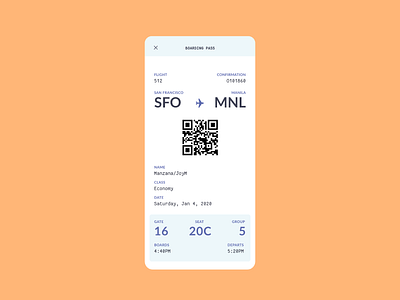 Daily UI 024 - Boarding Pass adobe xd app boarding pass daily ui ui