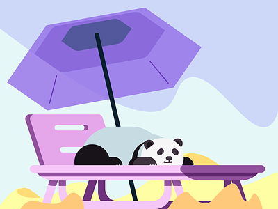 Chillin' panda beach chilling graphic desgin illustration minimal panda relaxation summer