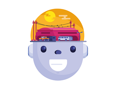 Designer's Mind I cars character design designer illustration motion graphic sunset