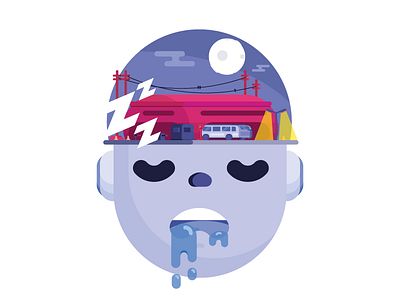 Designer's Mind II bus character design graphic deisgn head illustration minimal sleepy