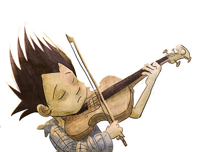 Violinist boy childrensbook drawing illustration violin violinist