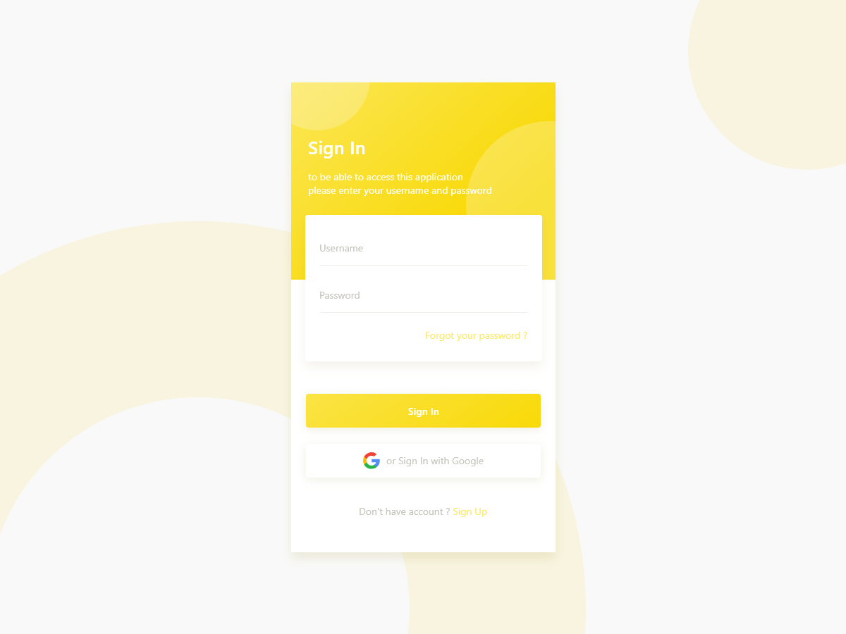 Simple Sign In page - Yellow by Fahmi Rais on Dribbble