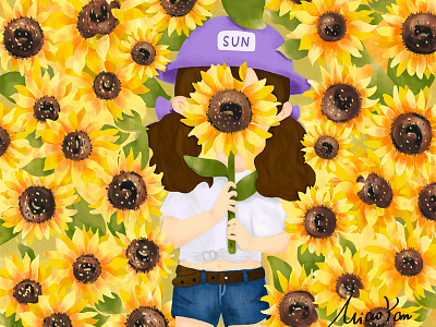Sunflower girl illustrations