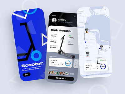 Scooter ⠿ Work Diary apps design blue clean ui concept exploration ios design map monochrome scooter