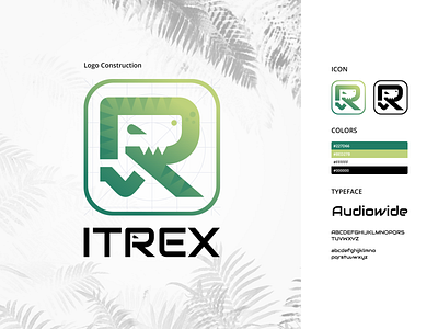 Logo ITREX branding design dinosaur gradient graphic illustration logo negative space symbol trex