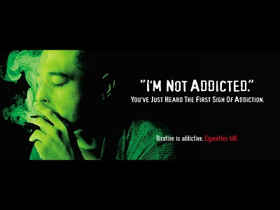 Addicted addict advertising cigarettes copywriter death green hawaii health honolulu poster smoking wasiswas