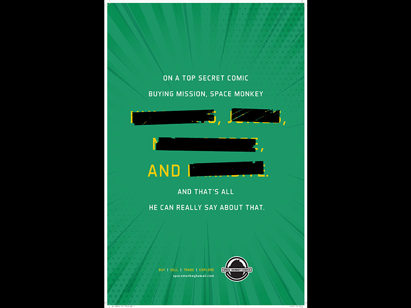 Top Secret grunge tape copywriter hawaii green monkey space comics poster secret