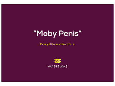 Moby Penis Postcard copywriter hawaii pg 13 purple sayings wasiswas whale words wordsmith writer