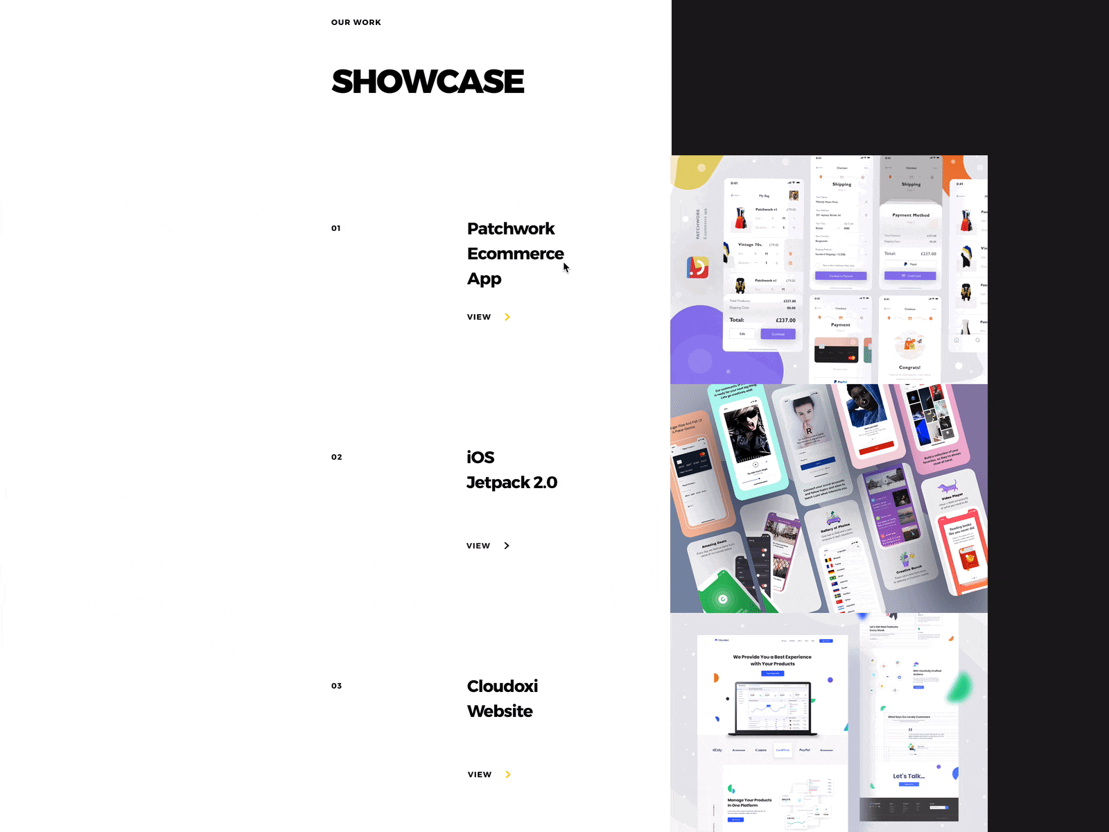 Design Agency Website / Showcase Animation animation interaction design invisionstudio ux ui design