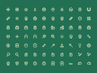 New Year & Christmas — Pixel-Perfect Line Icons