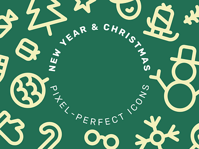 New Year & Christmas — Pixel-Perfect Line Icons