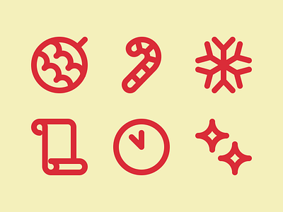 New Year & Christmas — Pixel-Perfect Line Icons