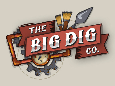 The Big Dig boardgame logo steampunk