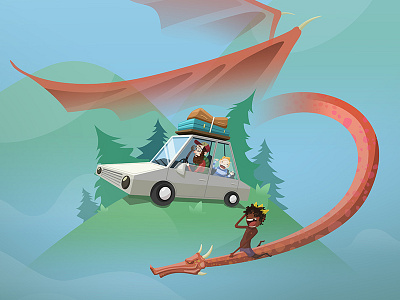 Pete's Dragon boy car dragon explore travel vector