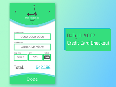DailyUI #002 - Credit Card Checkout checkout creditcard dailyui design green ui uidesign