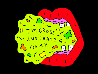 I'm Gross And That's Okay barf enamel pin gross lapel pin lowbrow mouth teeth vomit