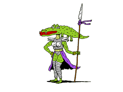 Alligator Woman Warrior character characterdesign characterillustration dnd dungeons dragons fantasy illustration warrior