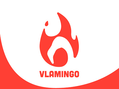 Vlamingo - negative space logo bird chef cook flame flamingo kitchen logo negative space