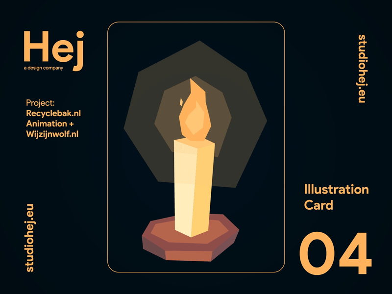 Hej - Illustration Card 04 2d after effects animation candle fire illustration card series light low poly