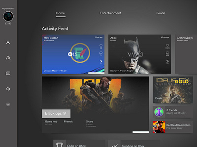 Xbox One Dashboard concept app concept design desktop gaming interface microsoft software ui ux xbox