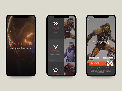 Anthem EA app app concept application concept design game interface interface design mobile mobile app ui ux