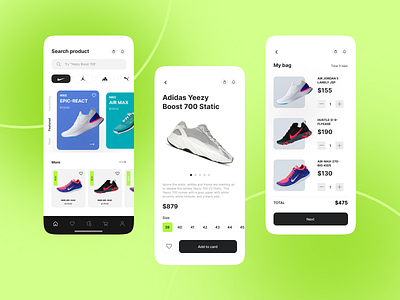 Online Store/ E-commerce with sneakers adidas design e commerce footwear marketplace mobile mobile app nike online store shoes shop shopping sneakers sport ui uiux ux vans