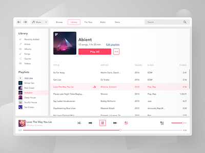 Itunes Redesign itunes music player redesign ui ux