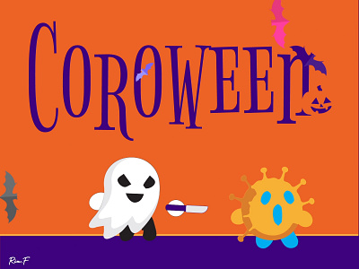 Coroween animation corona flat halloween motion design vector