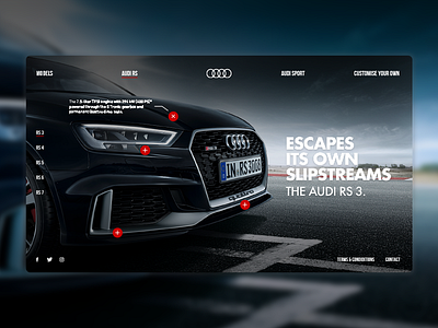 Audi RS website redesign audi automotive car german interaction design rs rs3 ui ux uxui web website