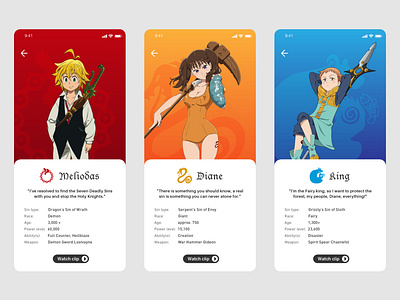 Netflix' The Seven Deadly Sins fan app animation app appdesign apple design graphic graphicdesign manga mangaart ui ux