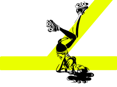 Rollergirl black bold dance girl illustration rollergirl rollerskating skate skating vivid yellow