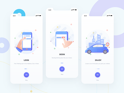 Car Parking Onboarding Screen android app screen illustration interaction mobile app onboarding parking app ui ux user experience user inteface