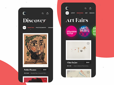 Buy & Sell Original Art App app ui art art fairs artist artwork clean app design design interaction design minimal app design mobile app pablo picasso sell art ui ux