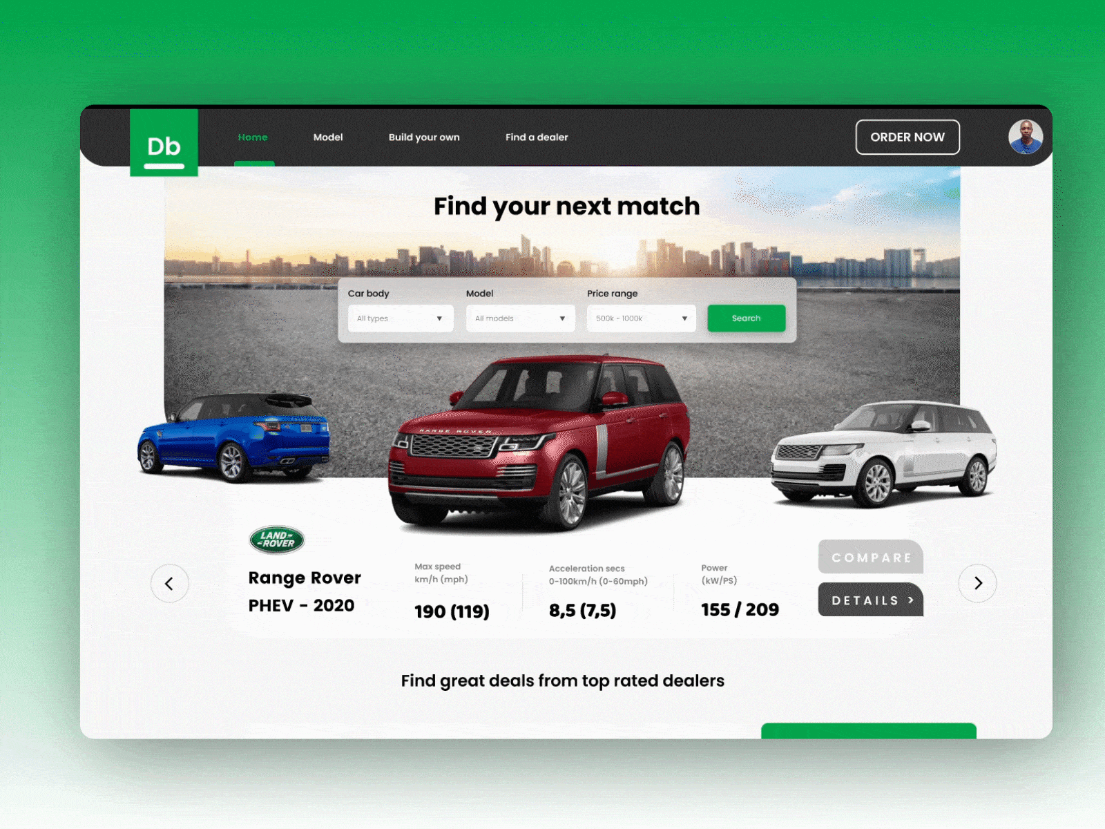 Car buy landing page