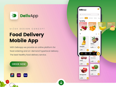 Food delivery mobile app - DelivApp clean daily ui delivery food order restaurant ui ux