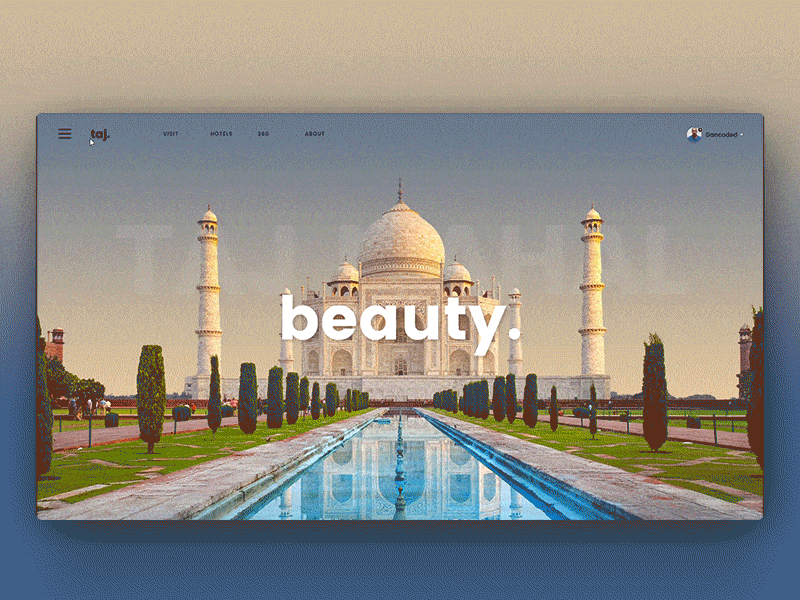 Taj Mahal animation app clean daily ui landing page parallax taj mahaal ui ux web website