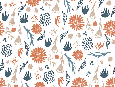Nature themed pattern flora illustration linocut style nature pattern design patterndesign patterndesigner surface pattern design surfacedesign textile