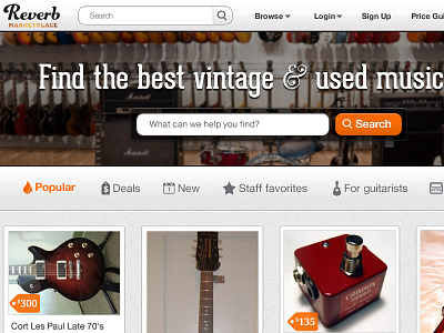 Reverb Homepage Re-design design homepage interface ui ui design web design website