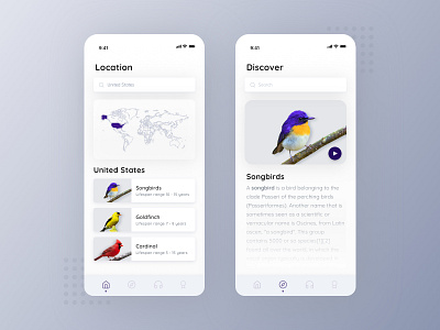 Birds App design ui ux