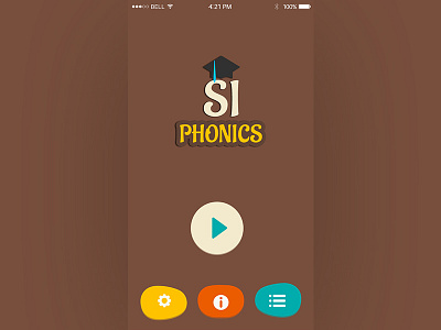 Phonics App app flat brown childrens design ios ipad kids learning typography ui ux yellow