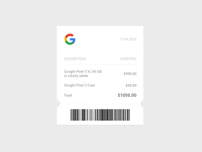 Receipt clean email google inspiration pixel receipt ui ux