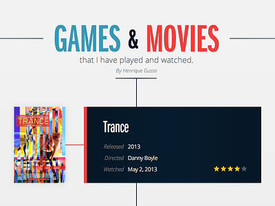 Games & Movies blog games interface movies site timeline web website