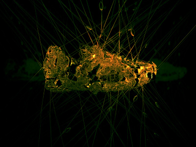 Particles Shoe 3d c4d composition glow material particles redshift render