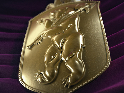 Emblem Of Yaroslavl 3d bear c4d emblem gold material redshift render studio symbol