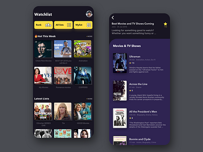 Watchlist app dark design interface ui ux watchlist