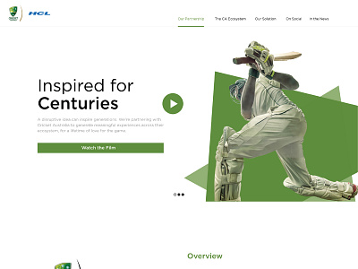 Cricket Australia HCL Partnership Website australia banner cricket hcl landing page sports design ui elements ui ux website design