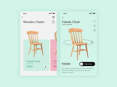 Furniture Product Page idea inspiration. 360 view add to bag app design trends furniture furniture app furniture store product page swipe ui elements ui ux