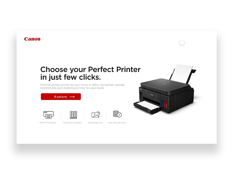 Canon Printer Microsite canon design trends microsite printer product page ui ui design ui ux website