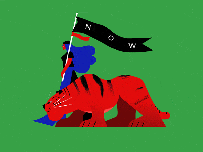 NOW character design motion graphics animal walkcycle tiger loop gif women motion character illustration animation